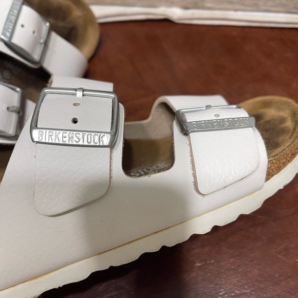 Birkenstock X  J. Crew Arizona White Leather Sandals 37 L 6 M 4 Slip On Germany - Picture 7 of 10